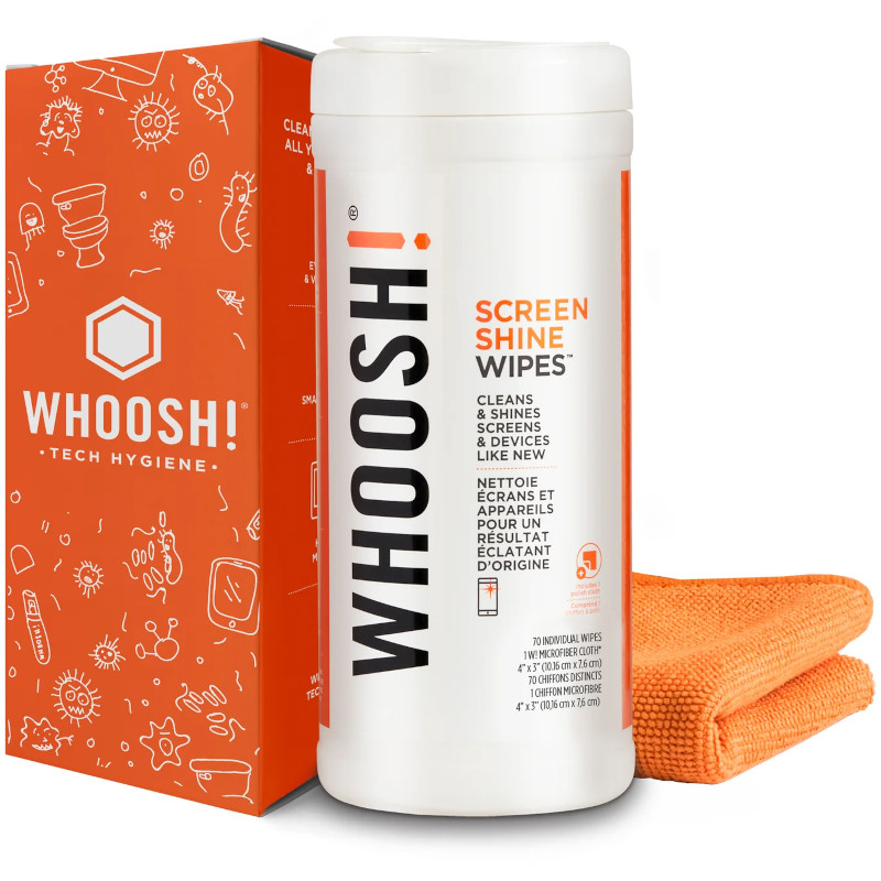 CANISTRE DE 70 LINGETTES WHOOSH! Screen Shine (Chiffon de nettoyage W! inclus)