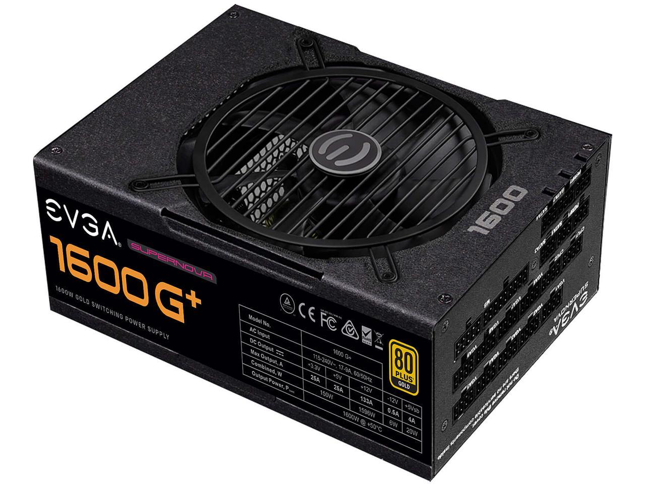 EVGA SuperNOVA 1600 G+, 80+ GOLD 1600W, Fully Modular, 10 Year Warranty, Includes FREE Power On Self Tester, Power Supply 220-G
