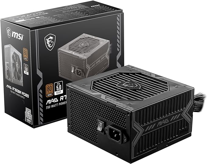 MSI MAG A750BN PCIE5, bloc d'alimentation de jeu non modulaire 80+ BRONZE, câble 12 V-2 x 6, compatible PCIE 5.1, alimentati...