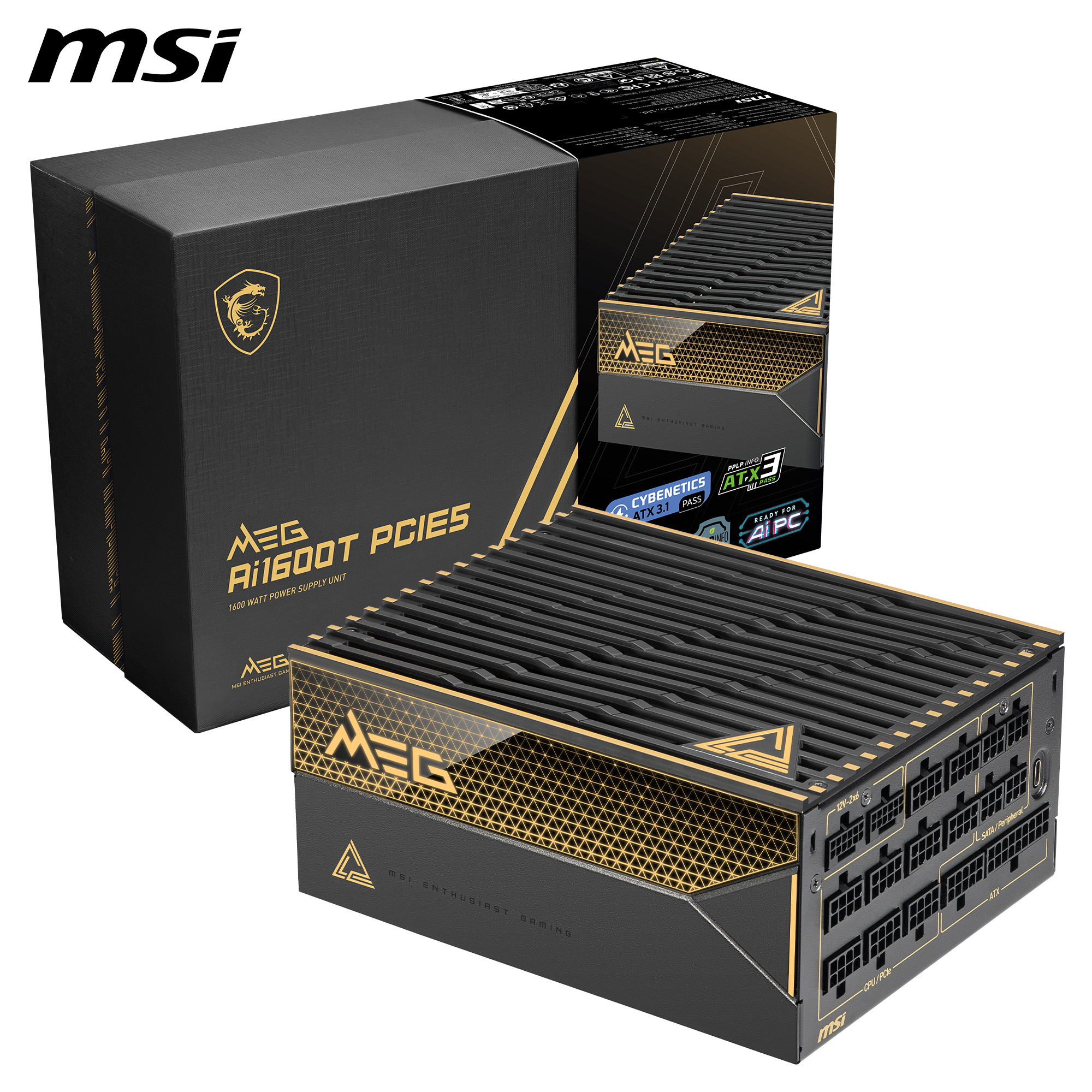 MSI MEG Ai1600T PCIE5, Fully Modular, 80+ Titanium, Power Supply(Open Box)
