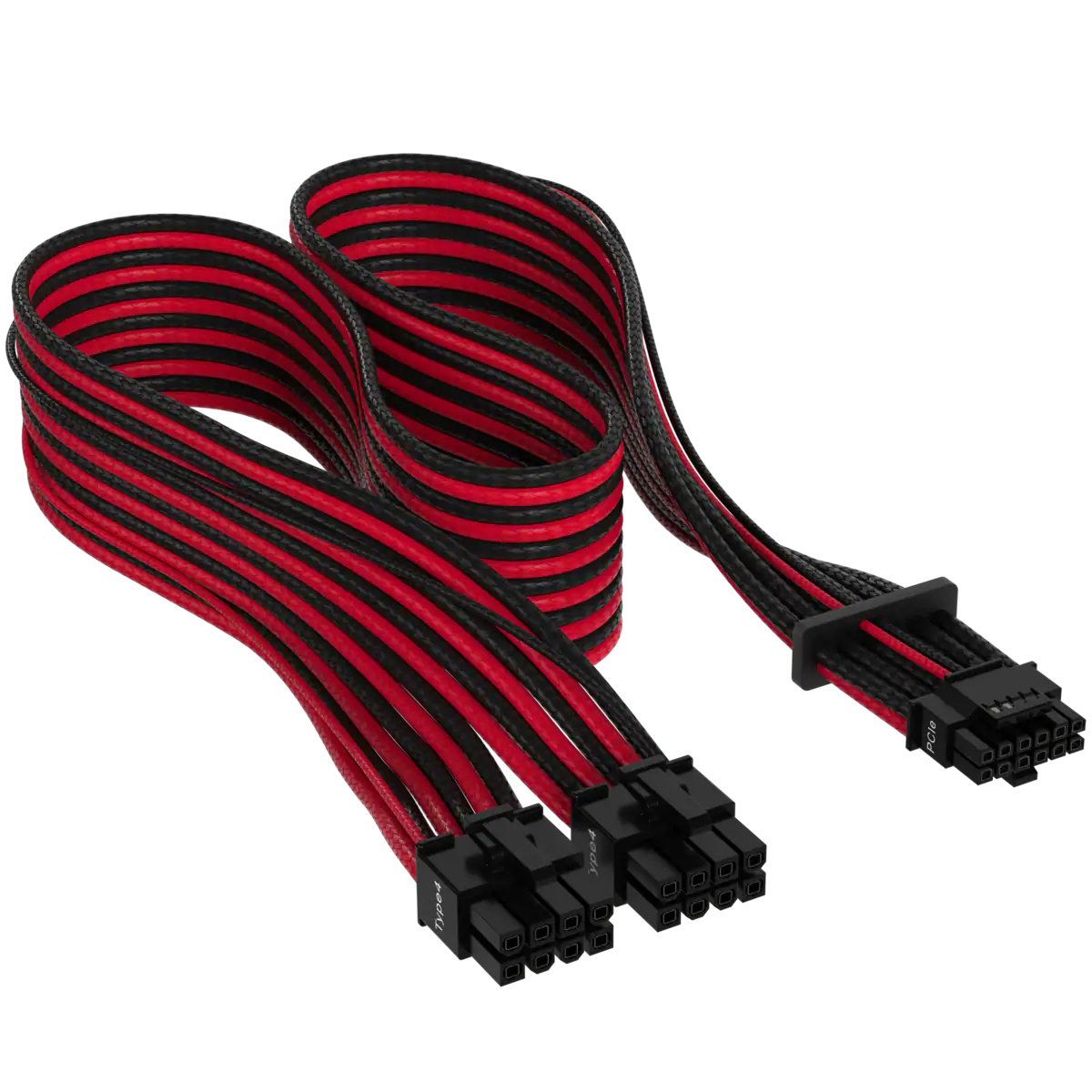 Câble d^alimentation CORSAIR Premium Individually Sleeved 12+4 broches PCIe Gen 5 Type-4 600W 12VHPWR, noir/rouge