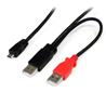 STARTECH USB Y Cable for External HD, Dual USB A to Micro B, 1 ft