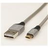 iCAN Premium Silver Braided Coating Reversible Gold-Plated MicroUSB 5pin cable for Mobile Device Data Sync and Charge - 6ft (US