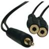 Tripp Lite 3.5mm Mini Stereo Cable adapter Y Splitter for Speakers and Headphones (M to 2x F) 1-ft. (P313-001)