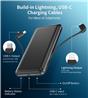 CHOETECH 10000mAh PD + QC Power Bank | Built-in Lighting and Type C Cable | MFI Certificated | Black