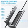 iCAN RSH-D06P USB C M.2 NVMe&SATA SSD Enclosure with 6-in-1 10Gbps HUB Functions(Open Box)