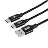 iCAN 6.6FT USB-A 2.0 Male to 2 x USB Type C Male Cable, Braided, Black