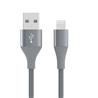 iCAN Premium 4ft USB-A 2.0 to Lightning Cable, Apple MFi, Metal Connector, Braided, Grey