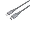 iCAN Premium 4ft USB-C to Lightning Cable, Apple MFi, Metal Connector, Braided, Grey