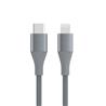 iCAN Premium 6ft USB-C to Lightning Cable, Apple MFi, Metal Connector, Braided, Grey(Open Box)