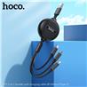 HOCO 3-in-1 double-pull charging cable (iP+Micro+Type-C)