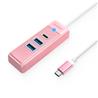 ORICO 3-Port USB-A*2 & Type-C*1 Hub with 15cm Cable, USB-C Input, Pink