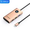 ORICO 5-in-1 Type-C 60W 5Gbps Multifunction Docking Station, Rose Gold