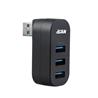 iCAN Mini hub de données USB 3.0 rotatif à 180 degrés à 3 ports