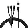 Baseus “Flash Series Ⅱ” Two-for-three Charging Cable U+C to M+L+C 100W, 1.2m (4ft), Black