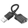 Hoco "LS37" carte son externe transparente 2-en-1 pour écouteurs adaptateur USB-A vers 3.5mm*2