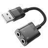 Hoco "LS37" carte son externe transparente 2-en-1 pour écouteurs adaptateur USB-A vers 3.5mm*2