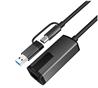 iCAN USB Type-C and USB-A to RJ-45 2.5G Aluminum Adapter, Black