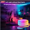 Guirlande lumineuse au néon RGBIC, bandes lumineuses à LED de 16,4 pieds, synchronisation musicale, conception DIY