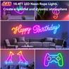 Guirlande lumineuse au néon RGBIC, bandes lumineuses à LED de 16,4 pieds, synchronisation musicale, conception DIY