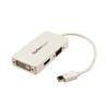 StarTech Travel A/V Adapter: 3-in-1 Mini DisplayPort to VGA DVI or HDMI Converter - White (MDP2VGDVHDW) | -Three-in-one adapter