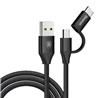 BASEUS Yiven 2-1 Micro USB/Type C Cable, 2A, 1M, Black