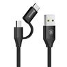 BASEUS Yiven 2-1 Micro USB/Type C Cable, 2A, 1M, Black