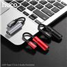 HOCO Type C Charging + 3.5mm AUX Audio 2 in 1 Adapter, Red