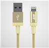 iCAN Premium USB-A 2.0 to Lightning Cable, Braided, M/M, 3ft, Gold(Open Box)