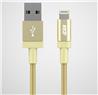 iCAN Premium USB-A 2.0 to Lightning Cable, Braided, M/M, 6FT, Gold