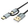 Choetech Type C + Micro USB 2in1 Spring Cable, Gold Plated, 1.2M Black