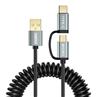 Choetech Type C + Micro USB 2in1 Spring Cable, Gold Plated, 1.2M Black