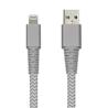 iCAN USB-A 2.0 to Lightning Cable, MFi Certified, M/M, 3ft, Grey & White, Braided