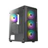 AZZA FIGHTER 290 Mid Tower ATX Gaming Computer Case, 4*ARGB Fans (3+1), Tempered Glass Clear Side Window with rubber mounts, AR