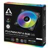 Arctic P14 PWM PST A-RGB 0dB (Black) – 140mm Pressure optimized case fan | PWM controlled speed with PST | A-RGB illumination