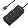 ORICO 4-Port USB3.0 Hub with Individual LEDs Power Switch, 30cm Cable(Open Box)