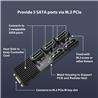 VANTEC-M.2 PCIe Gen3x2 B+M Key To 5 Ports SATA III Expansion Card