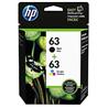 HP 63 Black & Tri-colour Original Ink Cartridges, 2 pack