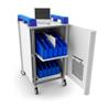 LapCabby Mini 20V Charging Cart for 20 Laptops, Tablets and Chromebooks with Sliding Shelves, Power7 Management System and Simu