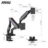 MSI MPG MT201DR - RGB Dual Monitor Stand Arms, Supports 17-35" Screen and 44Ibs, VESA Compatible, Adjustable Heavy Duty Gas Spr