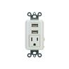 GE Dual Port USB 2.1A 10W Charging In-Wall Receptacle Single Power Outlet - Rapid Charging White (17833)