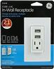 GE Dual USB 2.1 Amp 10W Charging In-Wall Receptacle Single Power Outlet - Rapid Charging White (25336)