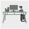 iCAN Modern Office Desk, 140*60*75cm, 7mm Tempered Glass Desktop, White(Open Box)